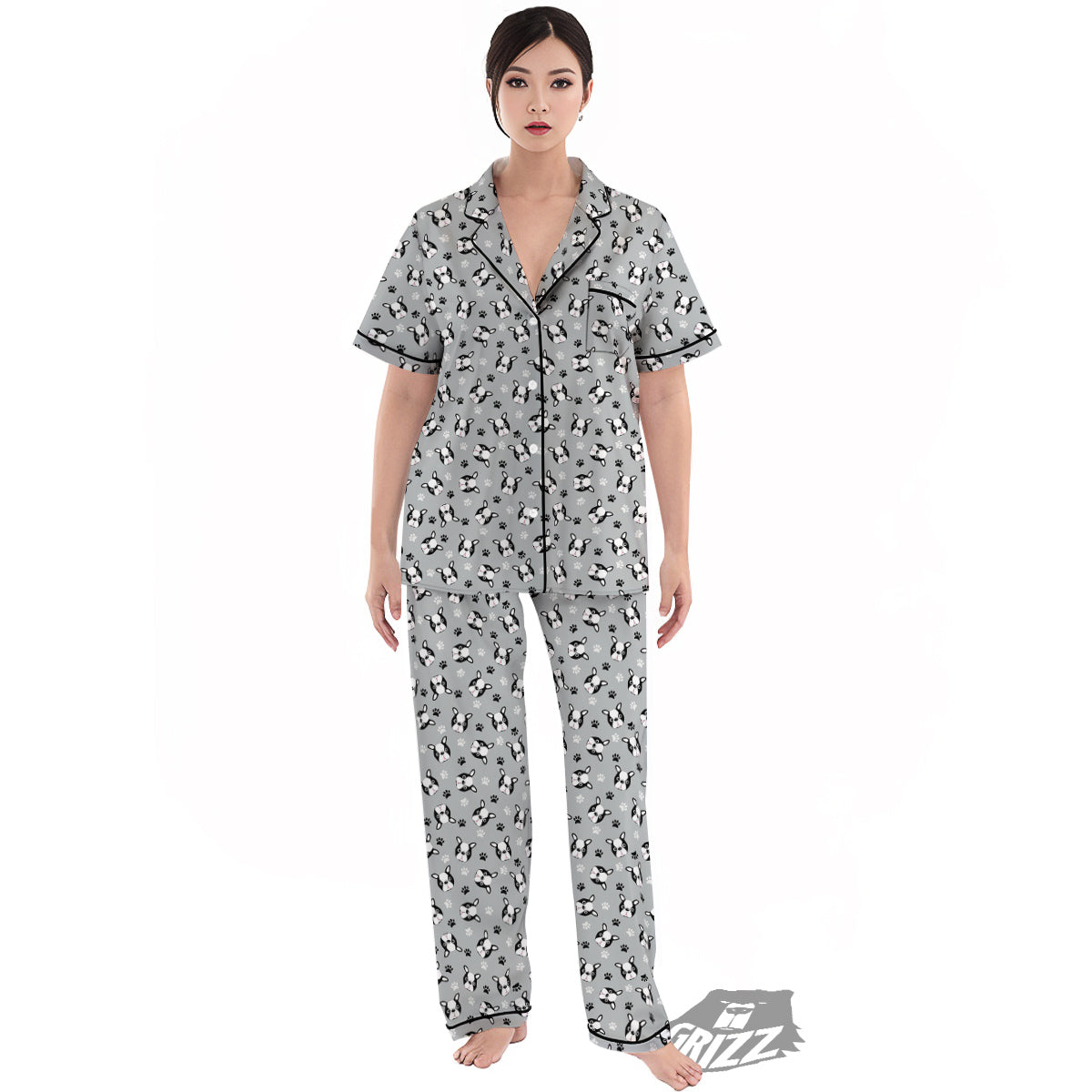Boston Terrier Faces Cute Print Women's Pajamas Set-grizzshop