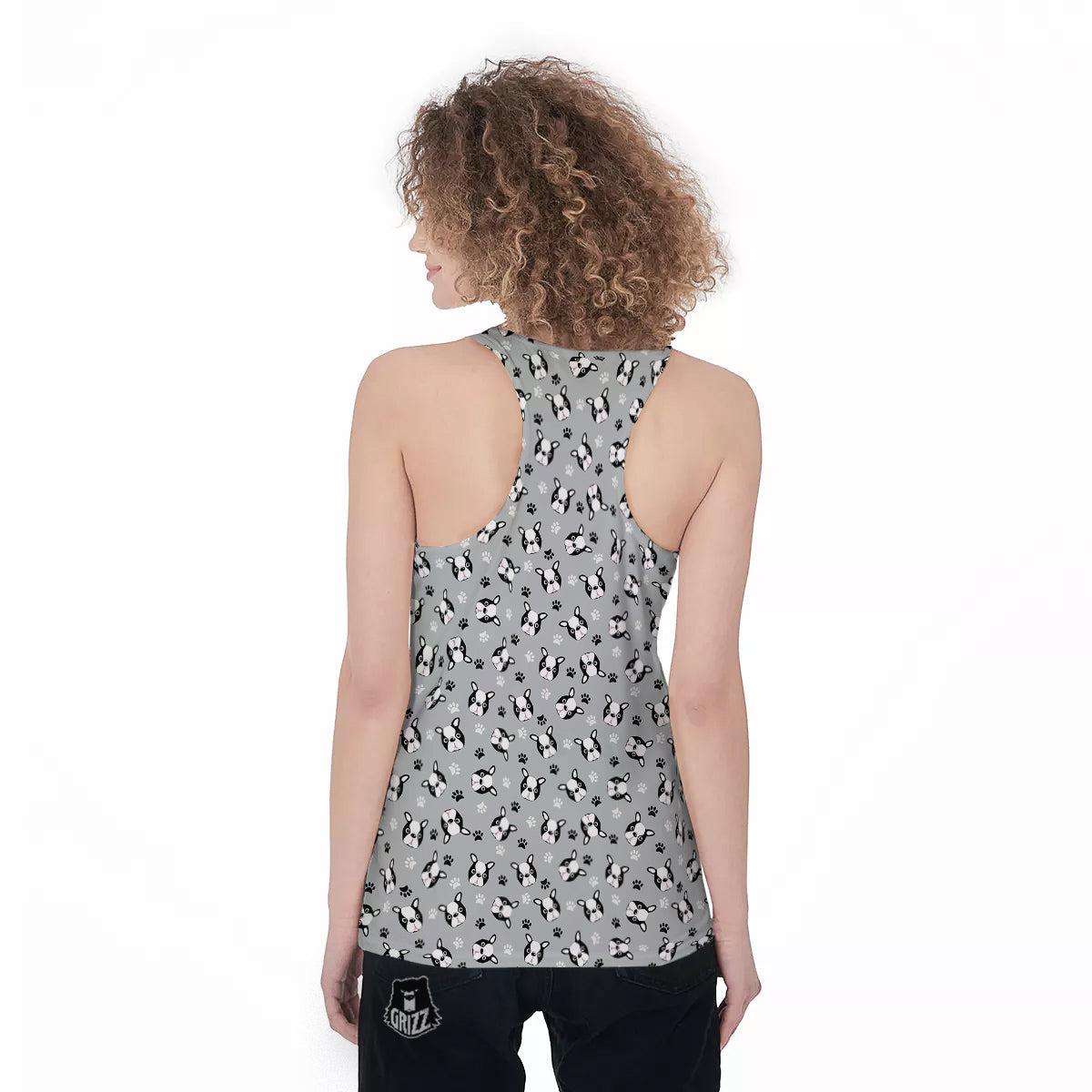 Boston Terrier Faces Cute Print Women's Racerback Tank Top-grizzshop
