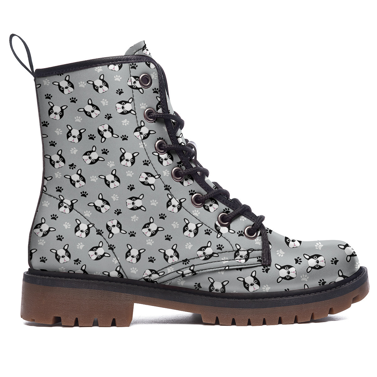 Boston Terrier Faces Cute Print Work Boots-grizzshop
