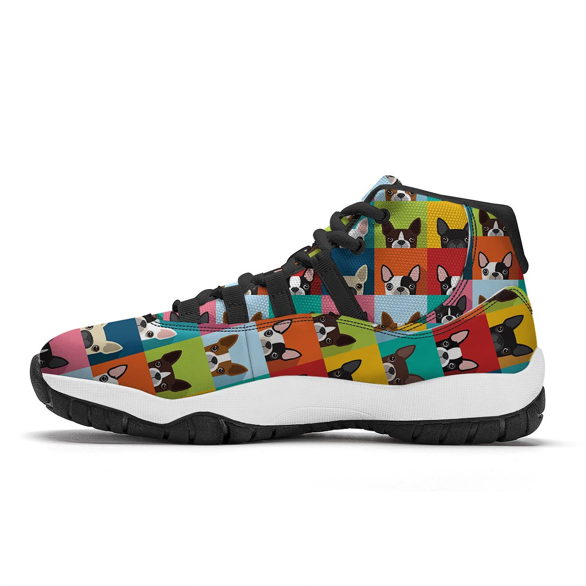 Boston Terrier Pattern Print Black Bball Shoes-grizzshop