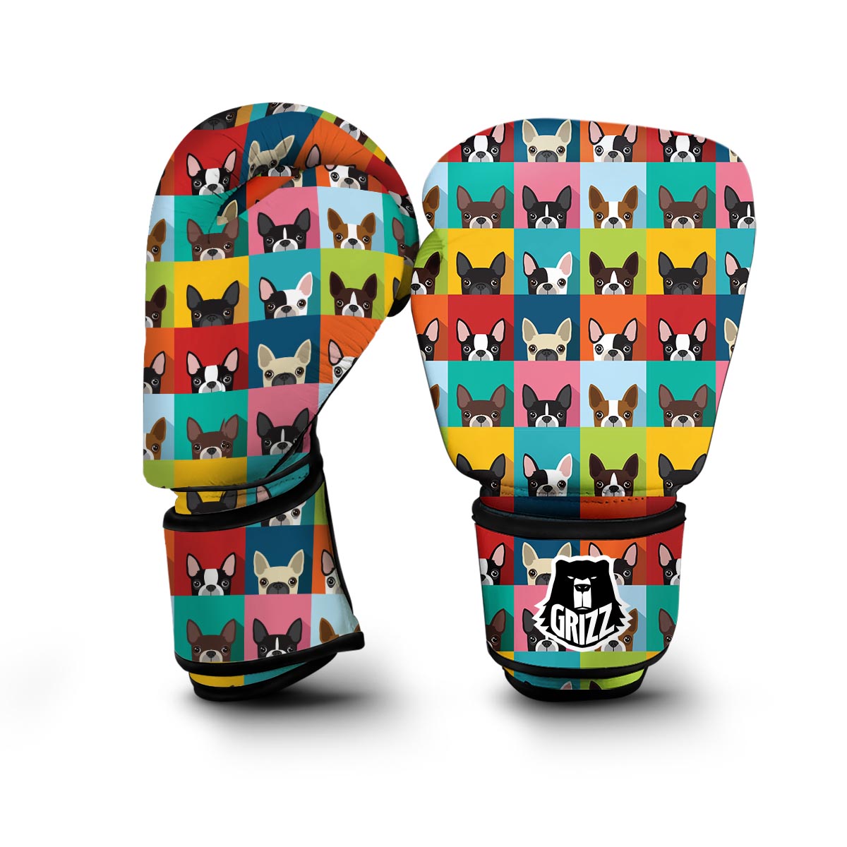 Boston Terrier Pattern Print Boxing Gloves-grizzshop