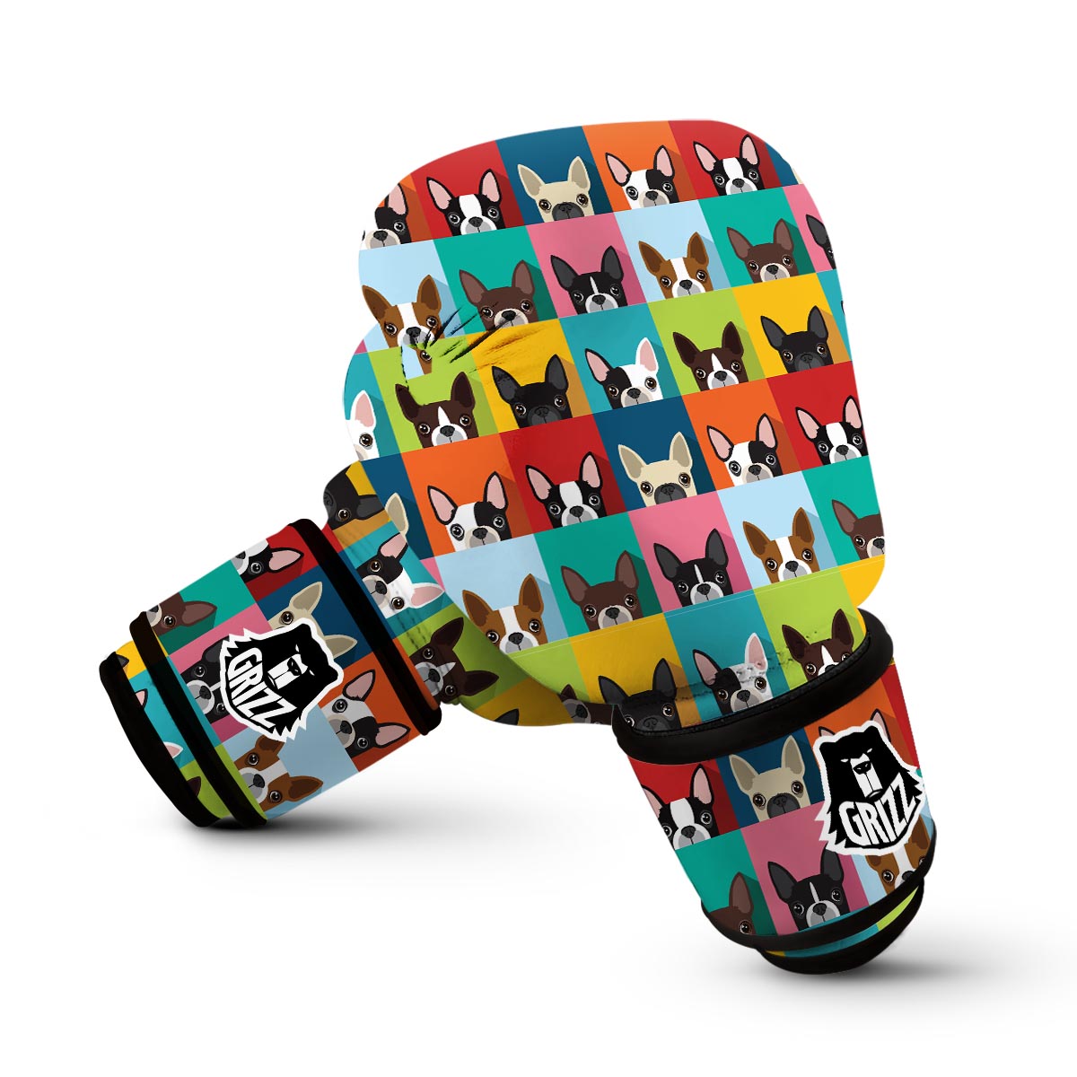 Boston Terrier Pattern Print Boxing Gloves-grizzshop