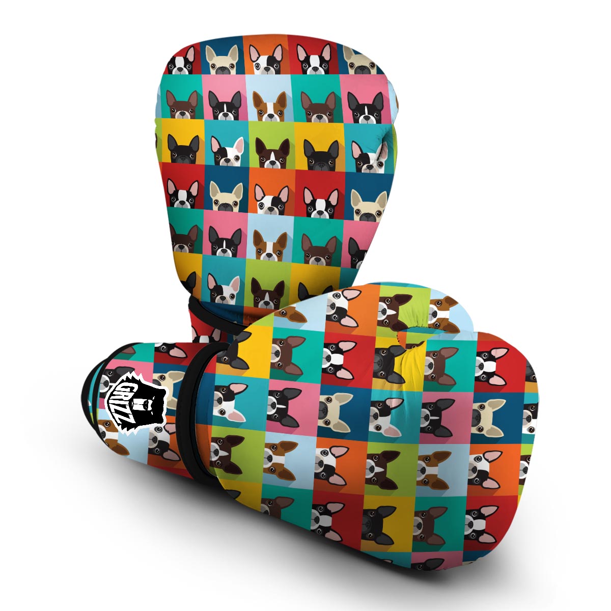 Boston Terrier Pattern Print Boxing Gloves-grizzshop