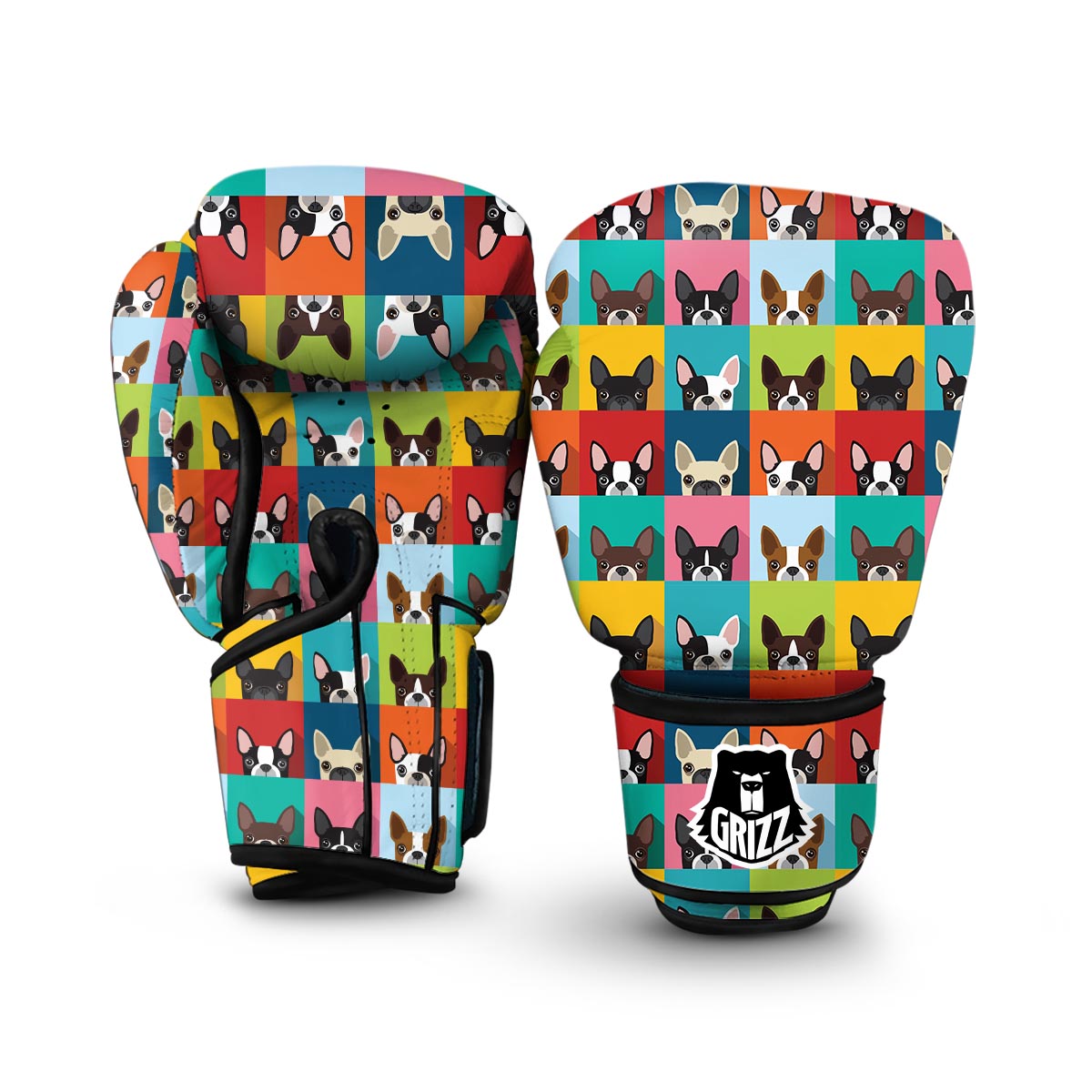 Boston Terrier Pattern Print Boxing Gloves-grizzshop