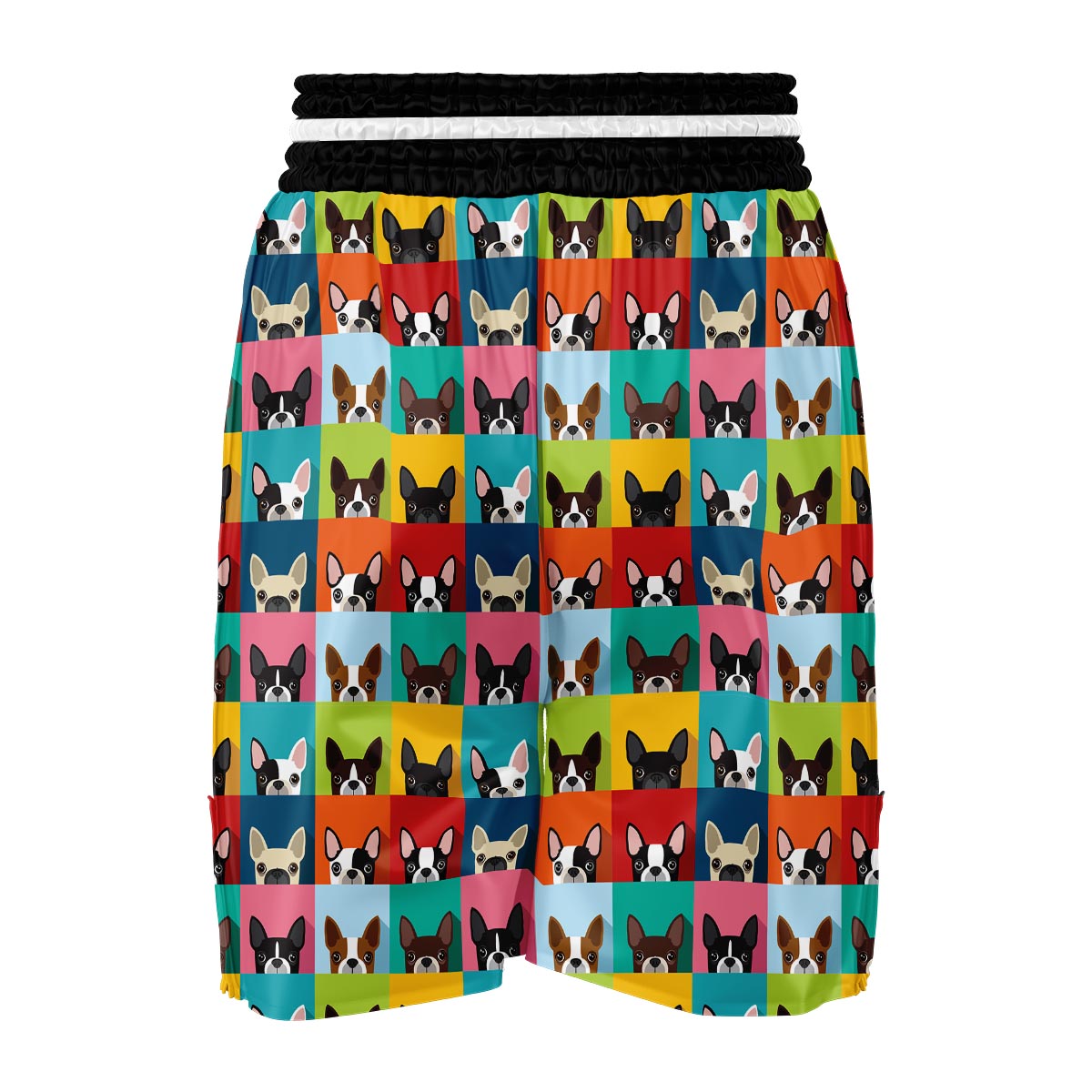 Boston Terrier Pattern Print Boxing Shorts-grizzshop