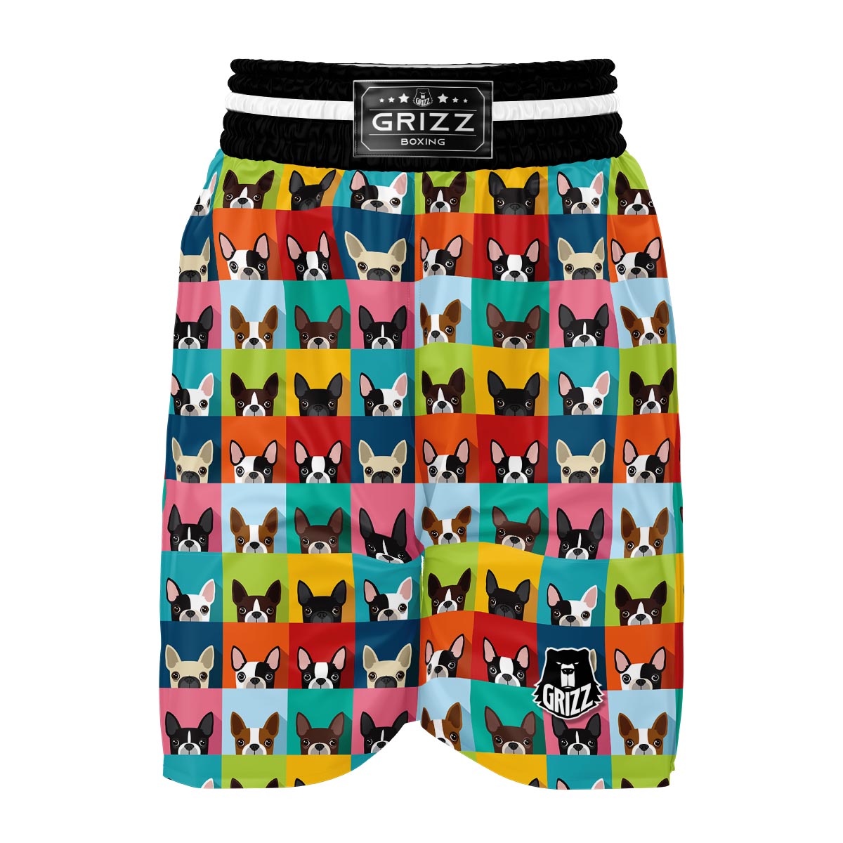 Boston Terrier Pattern Print Boxing Shorts-grizzshop