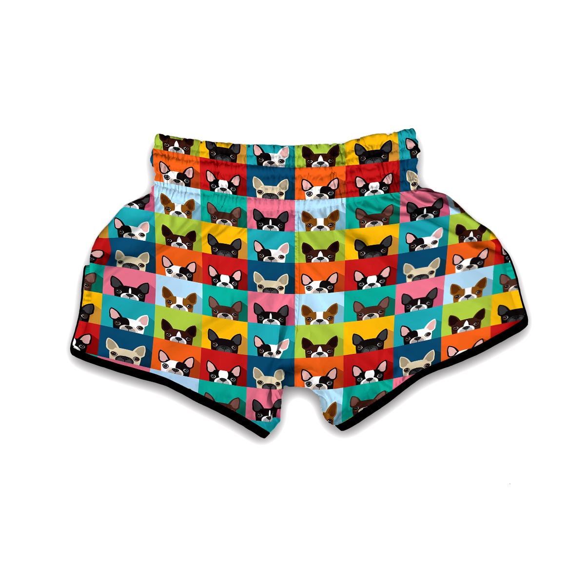 Boston Terrier Pattern Print Muay Thai Boxing Shorts-grizzshop