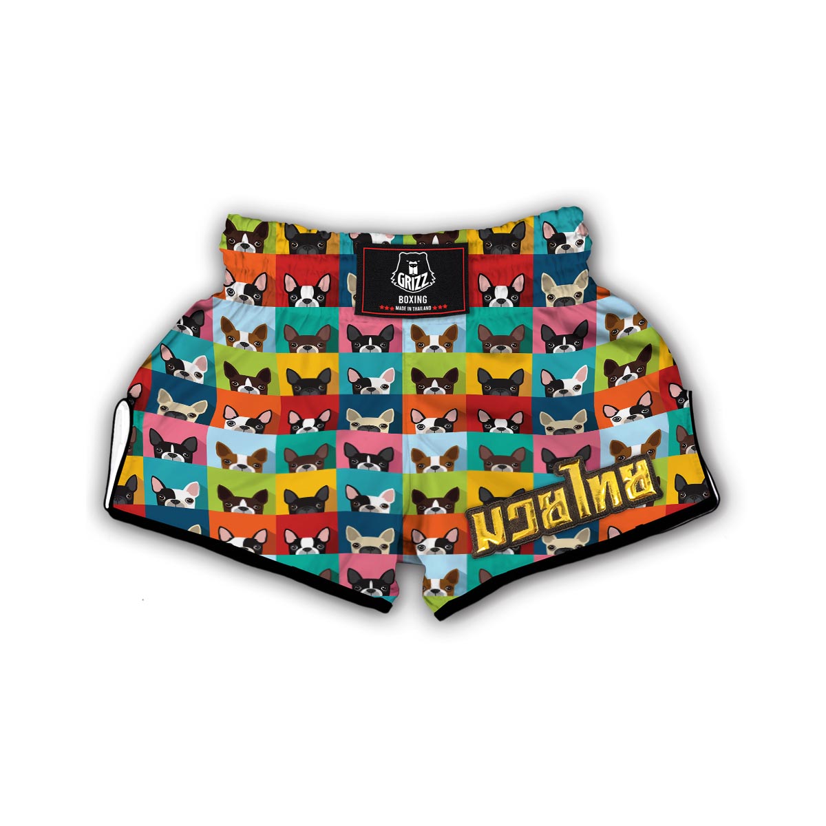 Boston Terrier Pattern Print Muay Thai Boxing Shorts-grizzshop