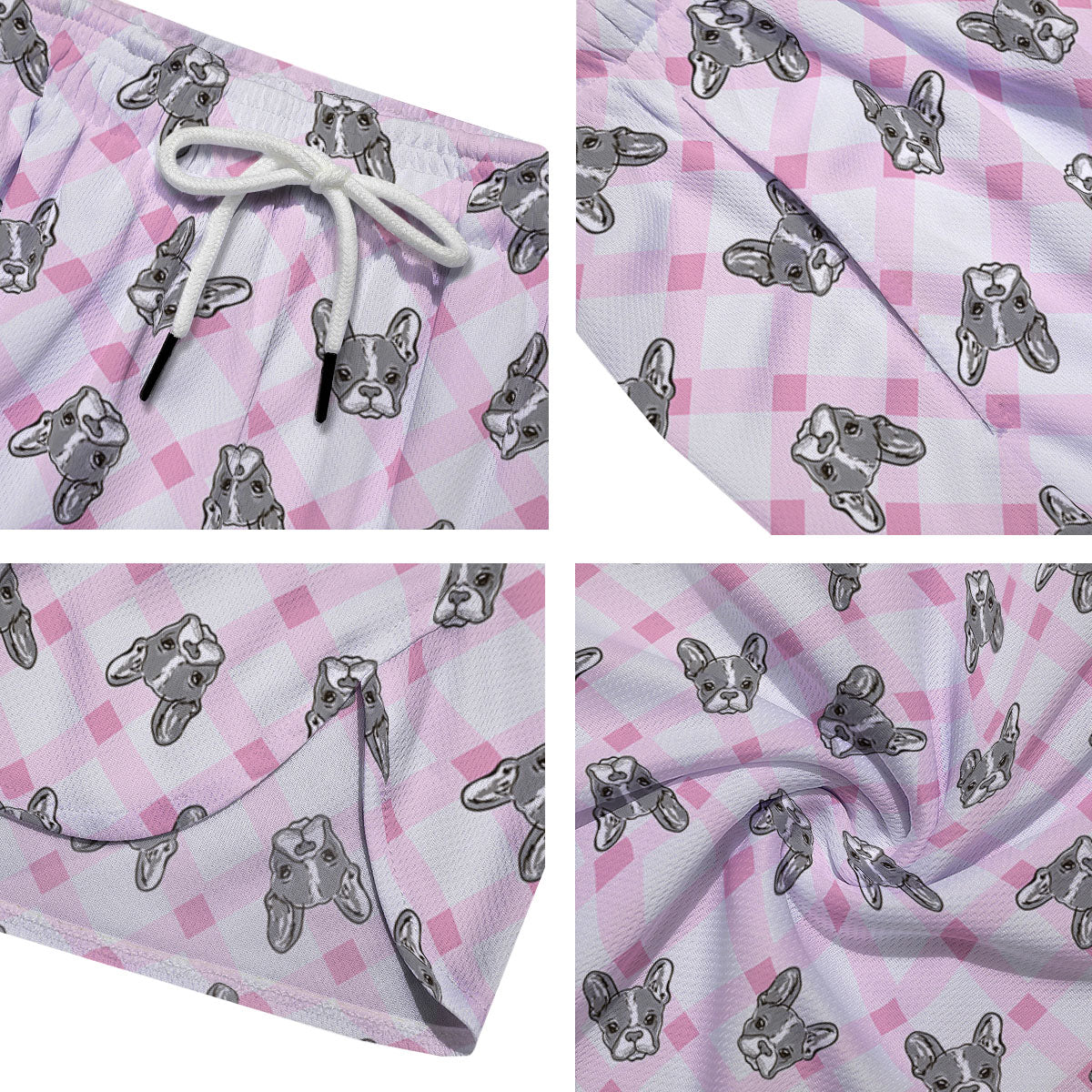 Boston Terrier Pink Plaid Print Pattern Men's Running Shorts-grizzshop