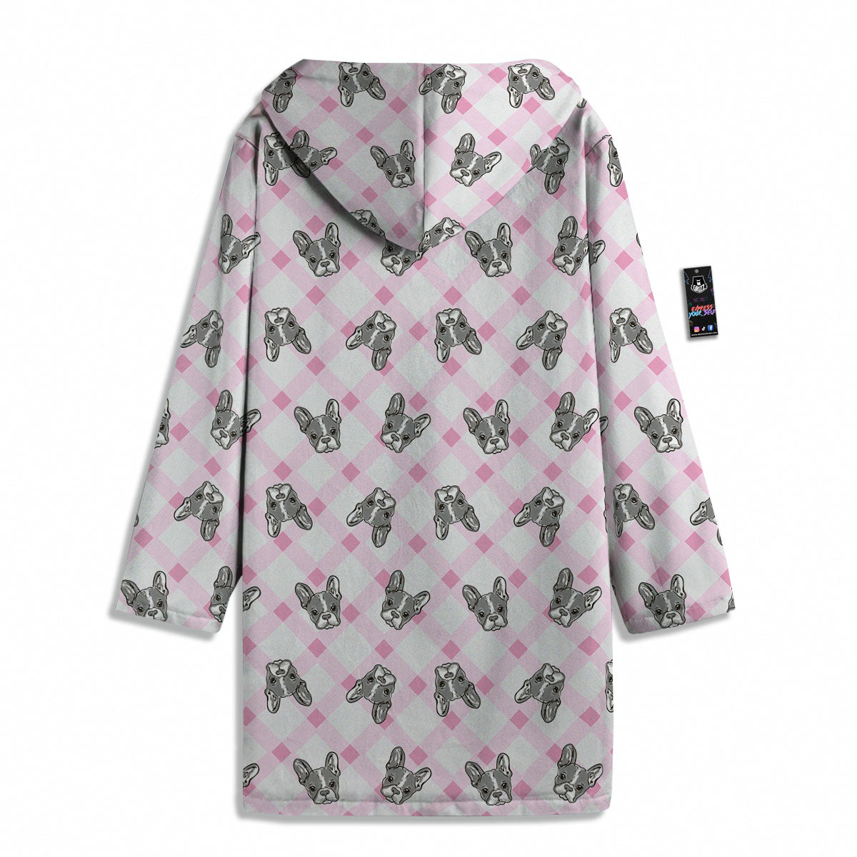 Boston Terrier Pink Plaid Print Pattern Men's Windbreaker Jacket-grizzshop