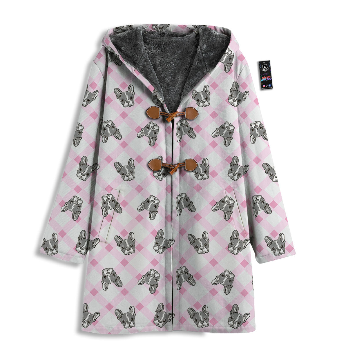 Boston Terrier Pink Plaid Print Pattern Men's Windbreaker Jacket-grizzshop