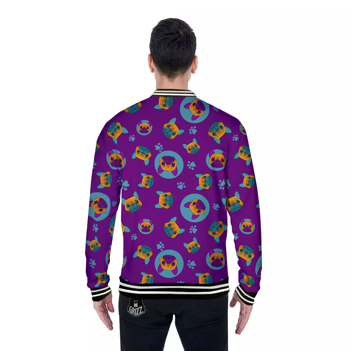 Boston Terrier Purple Print Pattern Baseball Jacket-grizzshop