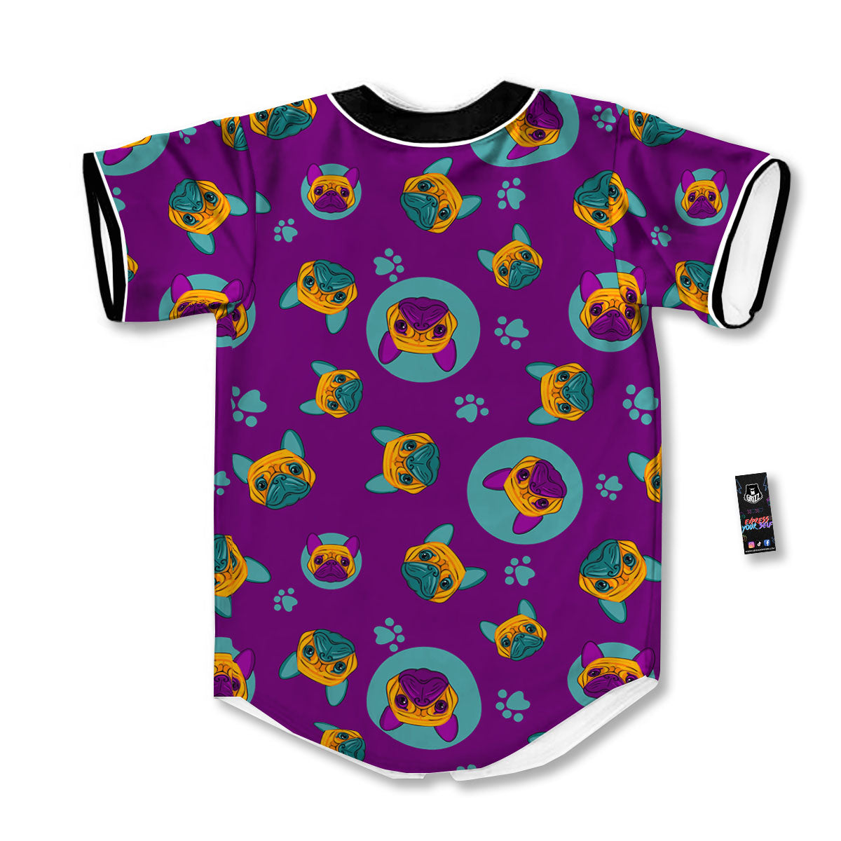 Boston Terrier Purple Print Pattern Baseball Jersey-grizzshop