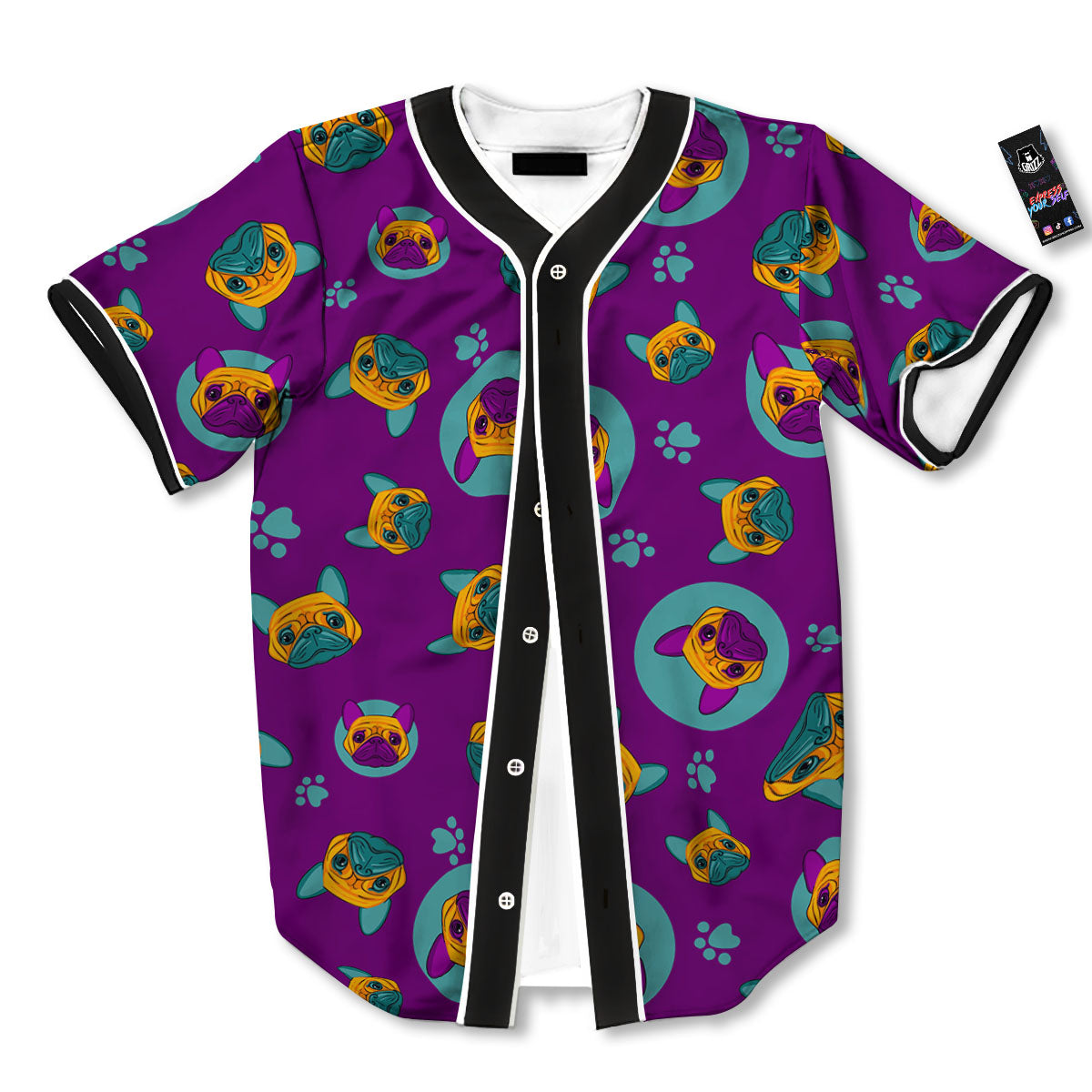 Boston Terrier Purple Print Pattern Baseball Jersey-grizzshop