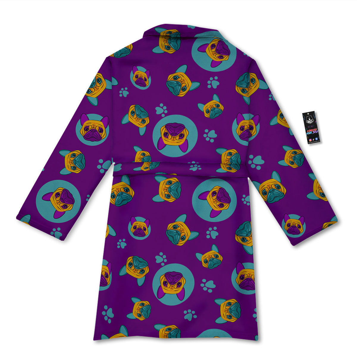 Boston Terrier Purple Print Pattern Bathrobe-grizzshop