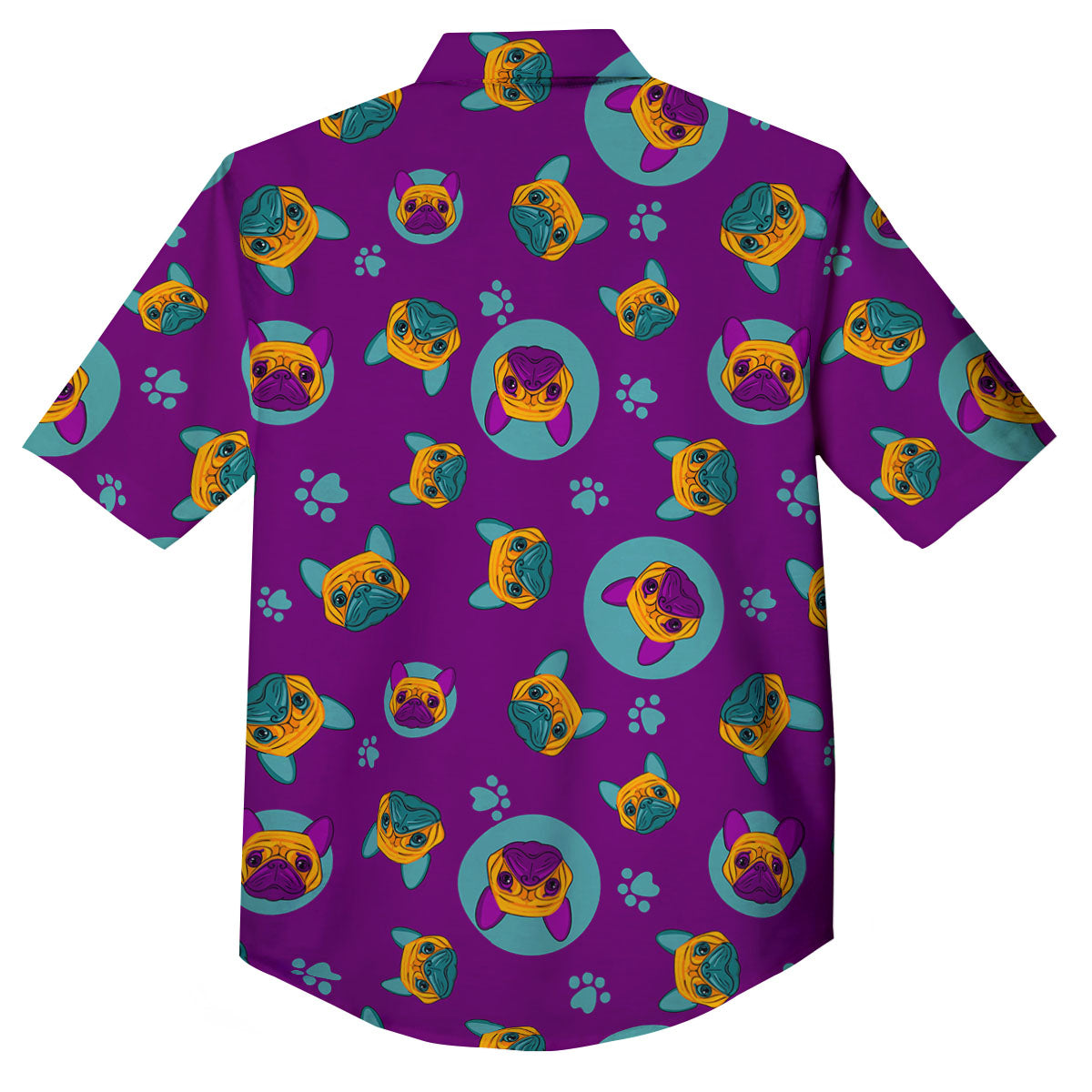 Boston Terrier Purple Print Pattern Button Up Shirt-grizzshop