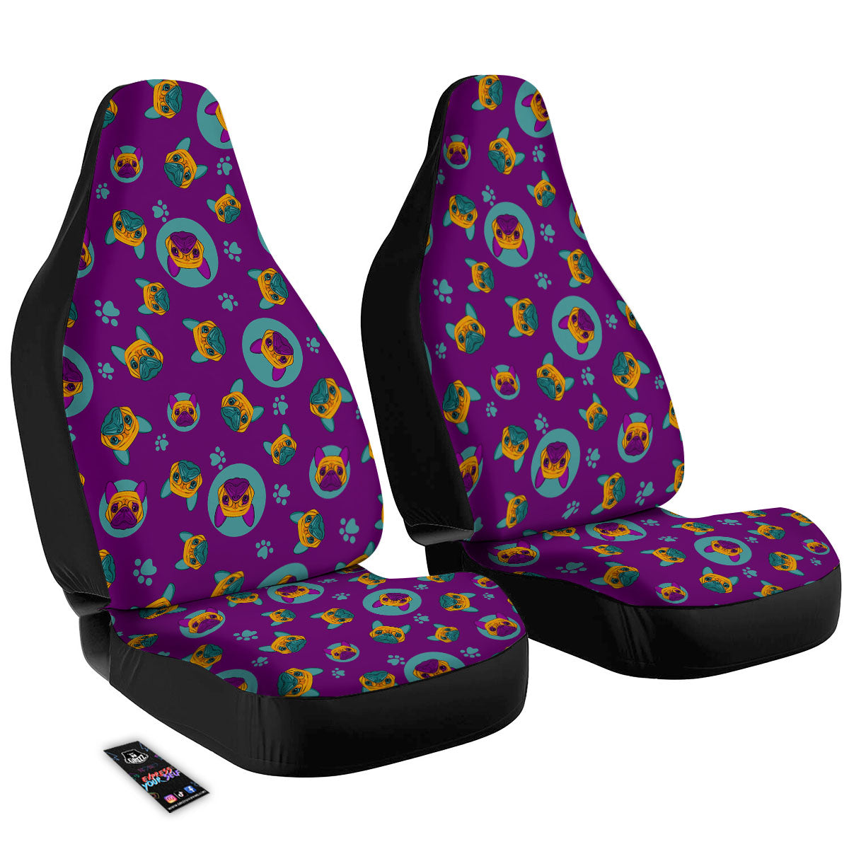 Boston Terrier Purple Print Pattern Car Seat Covers-grizzshop