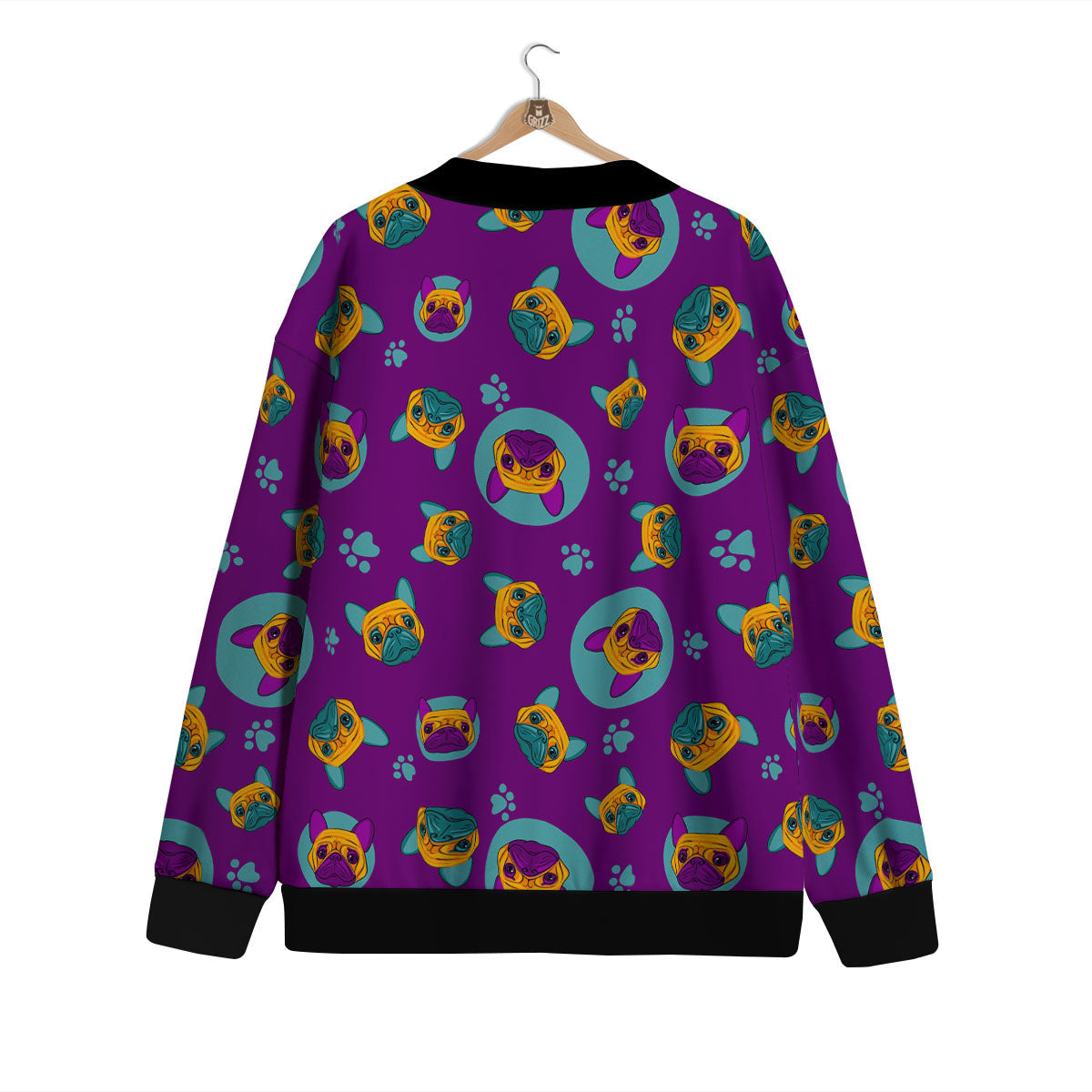 Boston Terrier Purple Print Pattern Cardigan-grizzshop