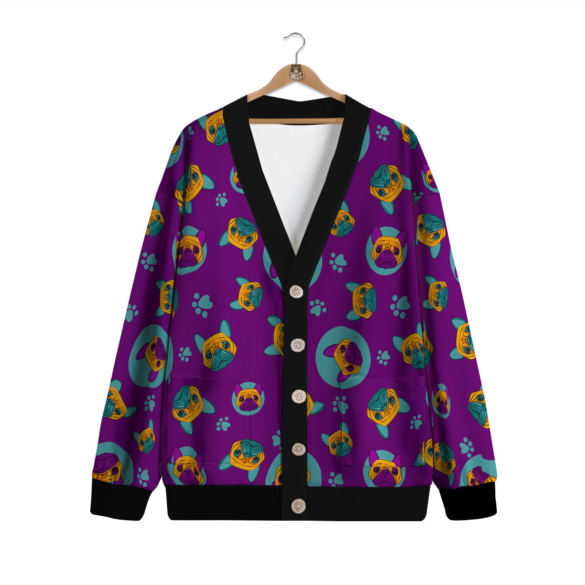 Boston Terrier Purple Print Pattern Cardigan-grizzshop