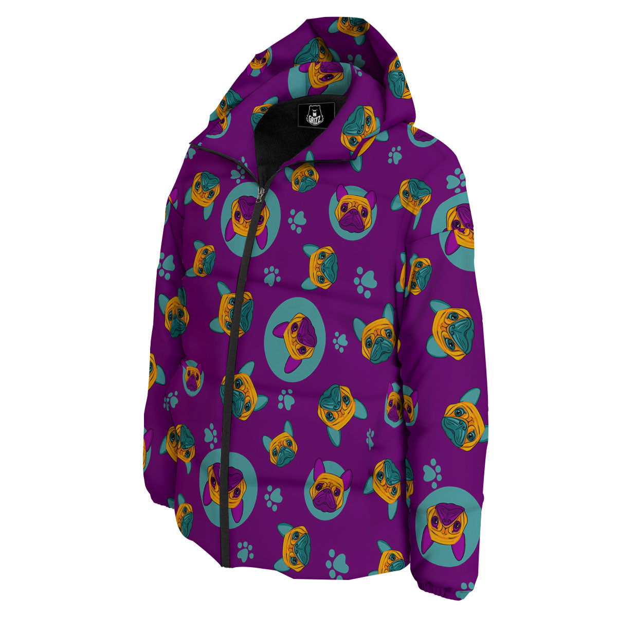 Boston Terrier Purple Print Pattern Down Jacket-grizzshop