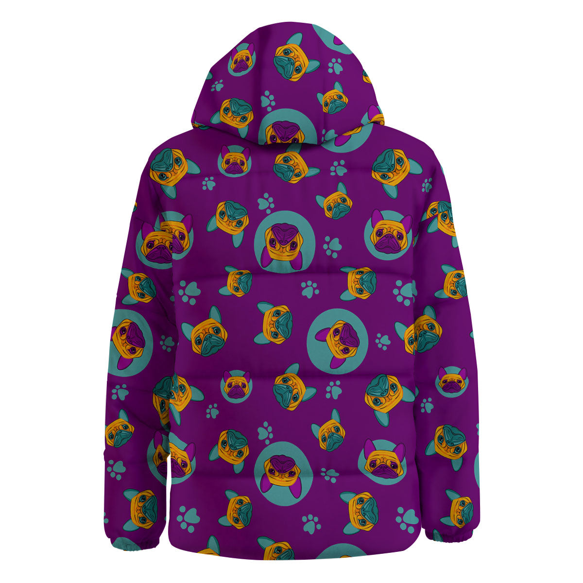 Boston Terrier Purple Print Pattern Down Jacket-grizzshop
