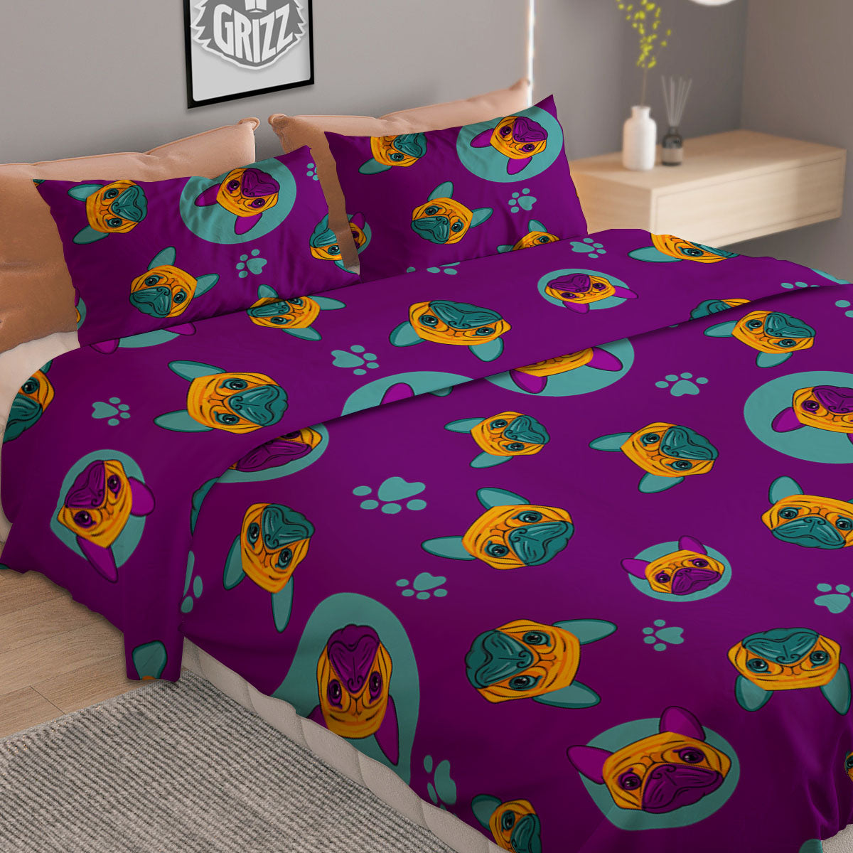 Black Argyle And Blue Yellow Print Pattern Duvet Cover Bedding Set