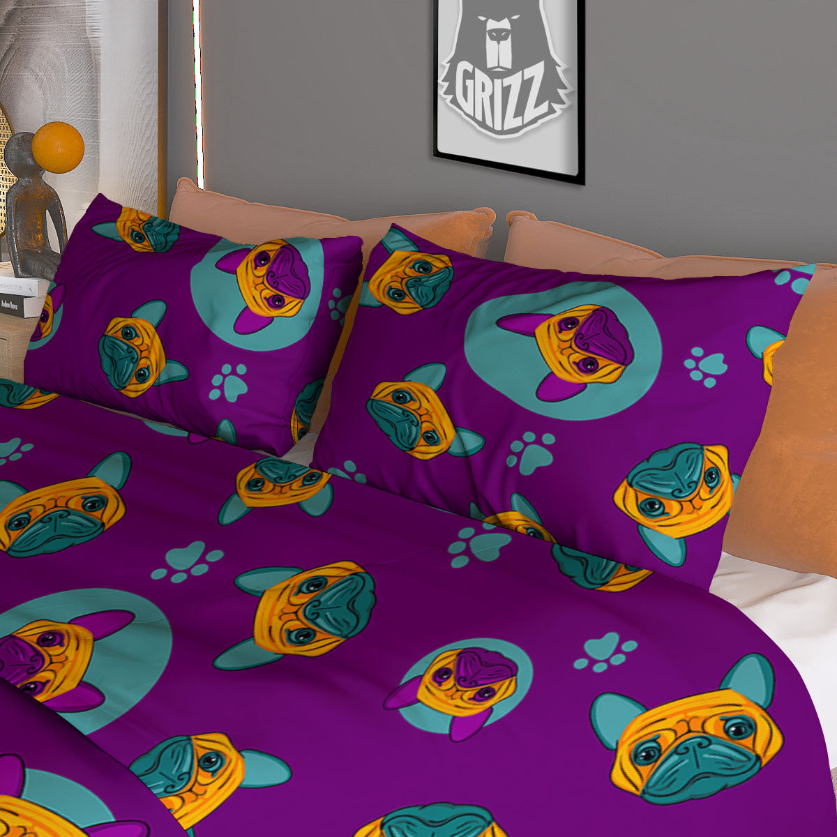 Black Argyle And Blue Yellow Print Pattern Duvet Cover Bedding Set