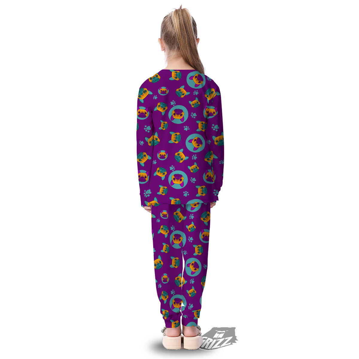 Boston Terrier Purple Print Pattern Kid's Pajamas-grizzshop