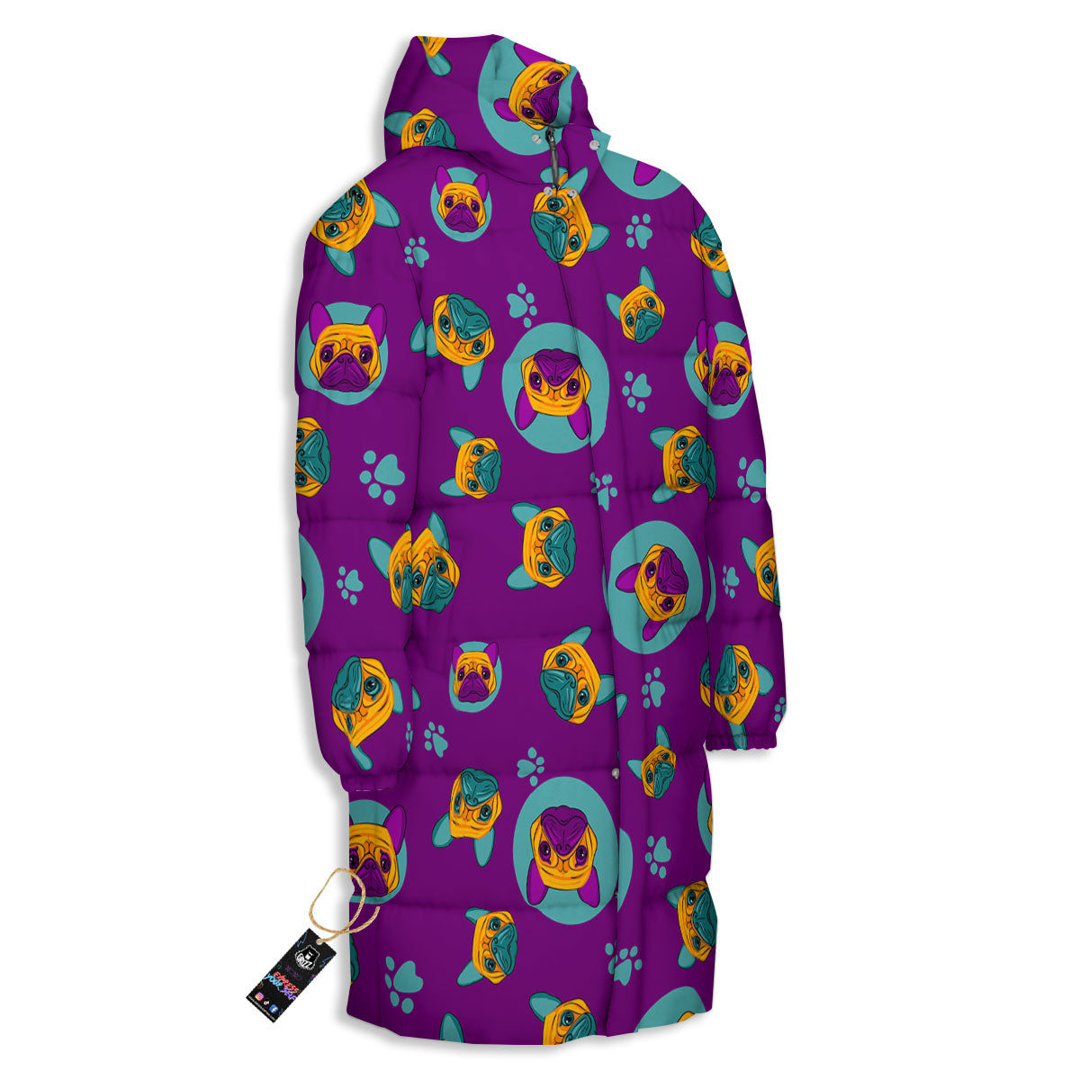 Boston Terrier Purple Print Pattern Long Down Jacket-grizzshop