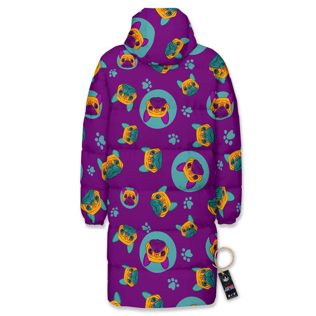 Boston Terrier Purple Print Pattern Long Down Jacket-grizzshop