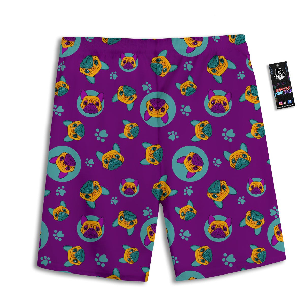 Boston Terrier Purple Print Pattern Men's Athletic Shorts