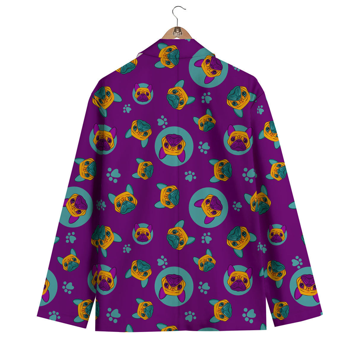 Boston Terrier Purple Print Pattern Men's Blazer-grizzshop