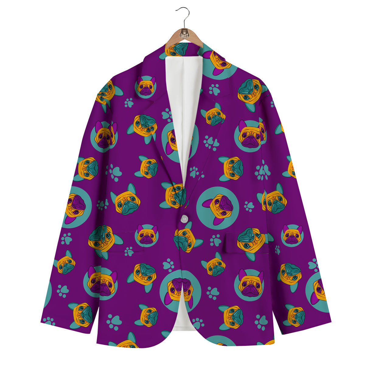 Boston Terrier Purple Print Pattern Men's Blazer-grizzshop