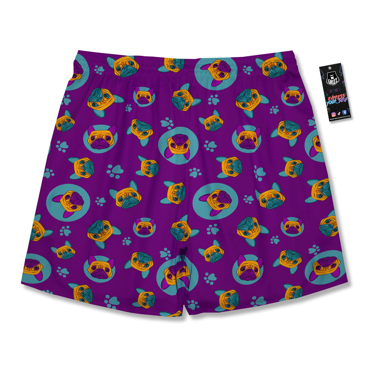Boston Terrier Purple Print Pattern Men's Running Shorts-grizzshop