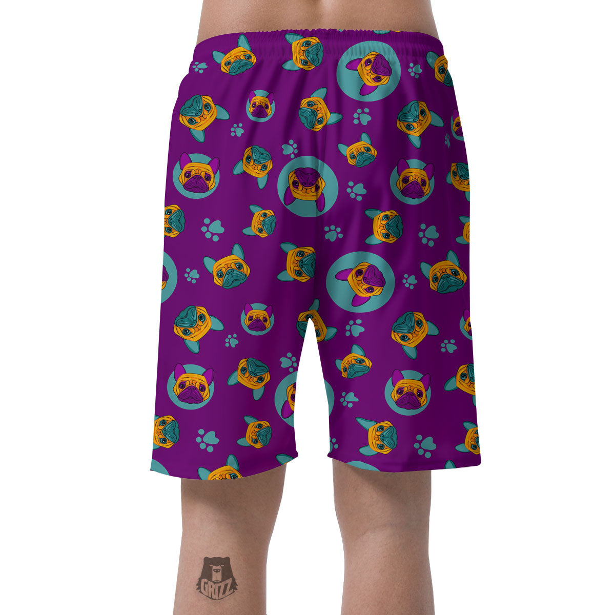 Boston Terrier Purple Print Pattern Men's Shorts-grizzshop