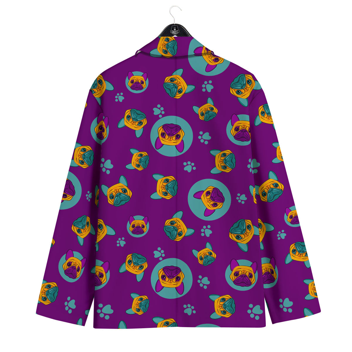 Boston Terrier Purple Print Pattern Men's Sport Coat-grizzshop