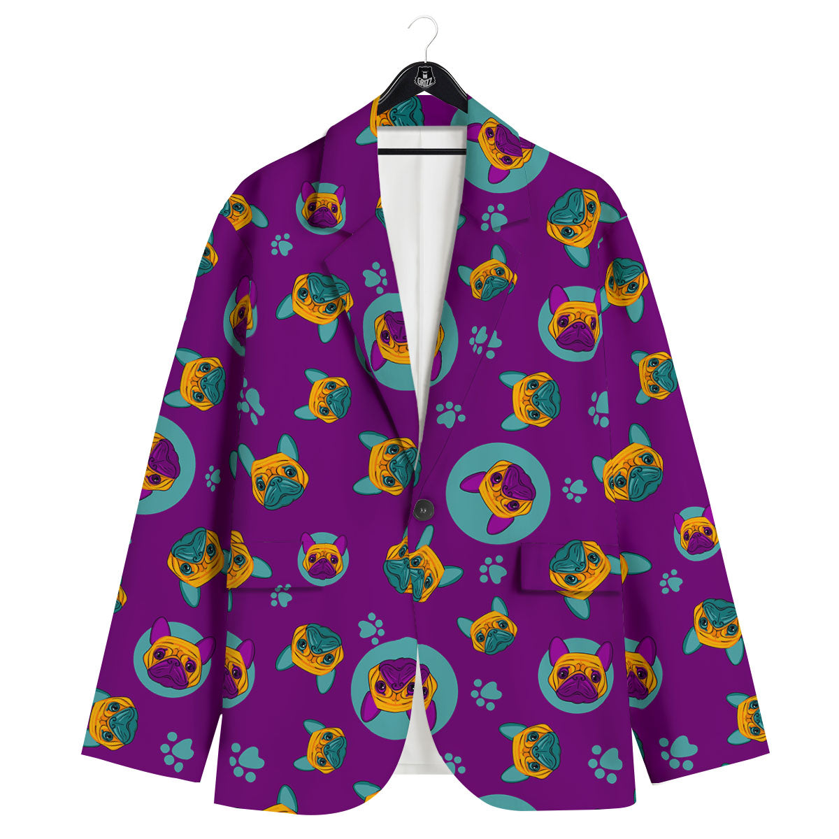 Boston Terrier Purple Print Pattern Men's Sport Coat-grizzshop