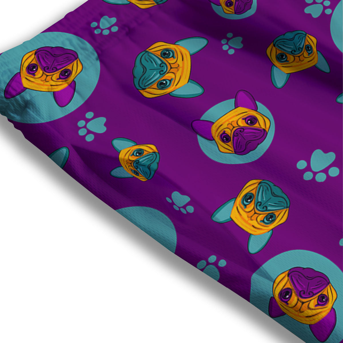 Boston Terrier Purple Print Pattern Mesh Shorts