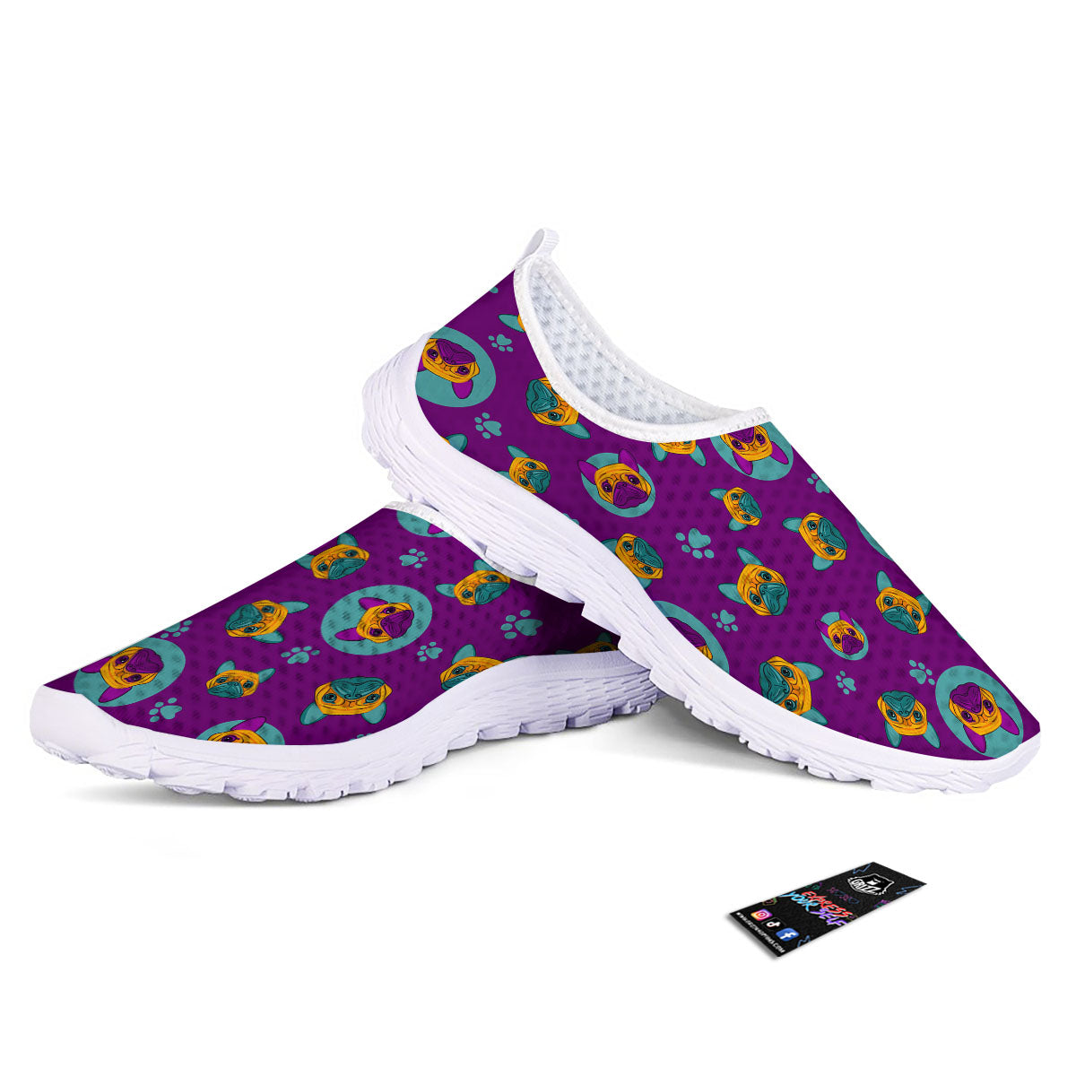 Boston Terrier Purple Print Pattern Nurse Shoes-grizzshop
