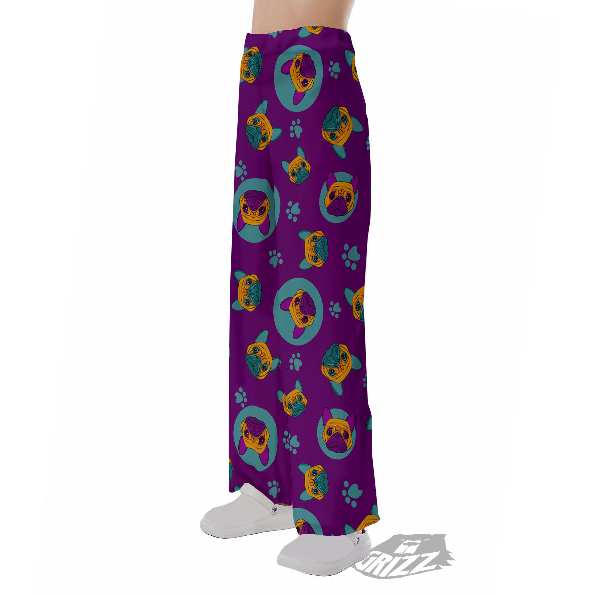 Boston Terrier Purple Print Pattern Pajama Pants-grizzshop