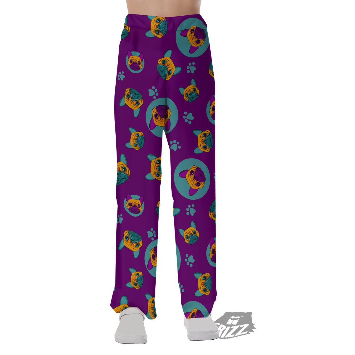 Boston Terrier Purple Print Pattern Pajama Pants-grizzshop