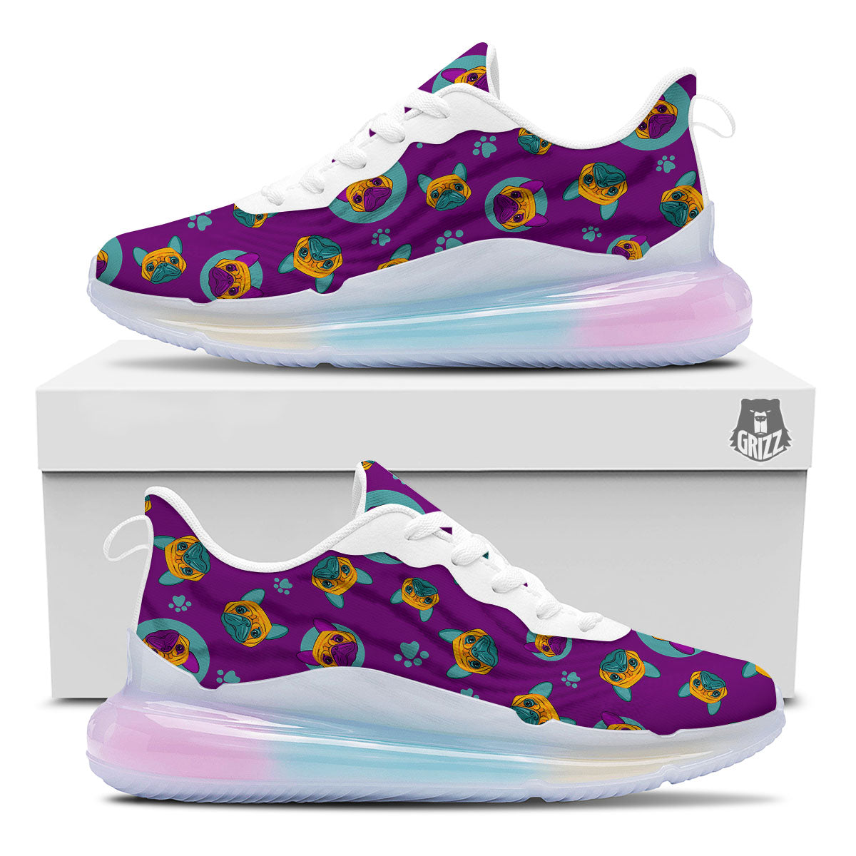 Boston Terrier Purple Print Pattern Running Sneakers-grizzshop