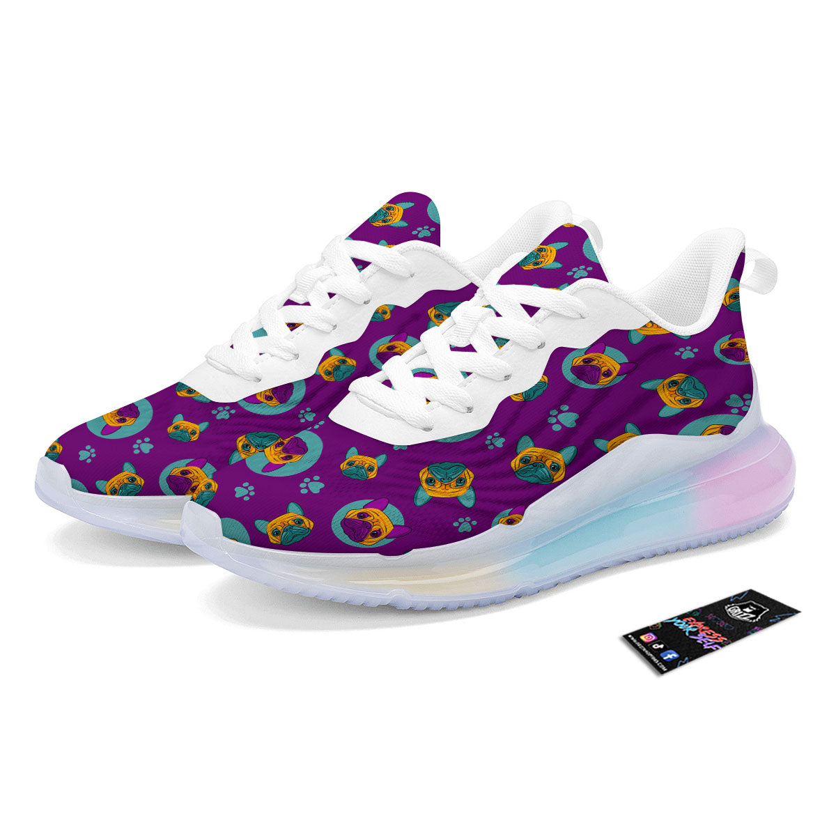 Boston Terrier Purple Print Pattern Running Sneakers-grizzshop