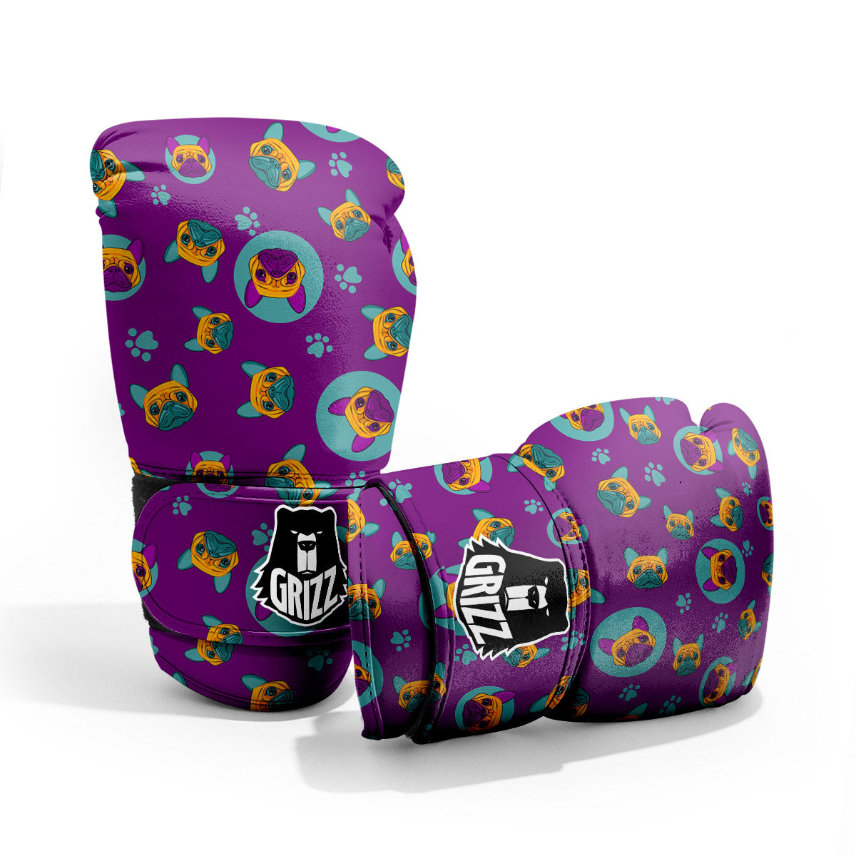 Boston Terrier Purple Print Pattern Pro Boxing Glove