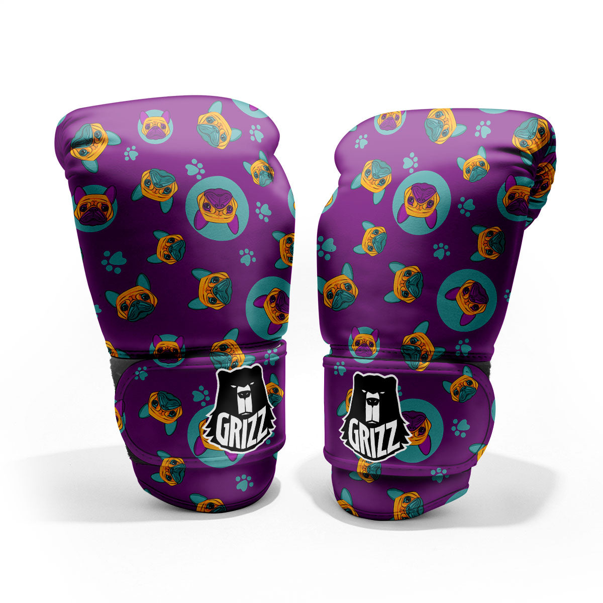 Boston Terrier Purple Print Pattern Pro Boxing Glove