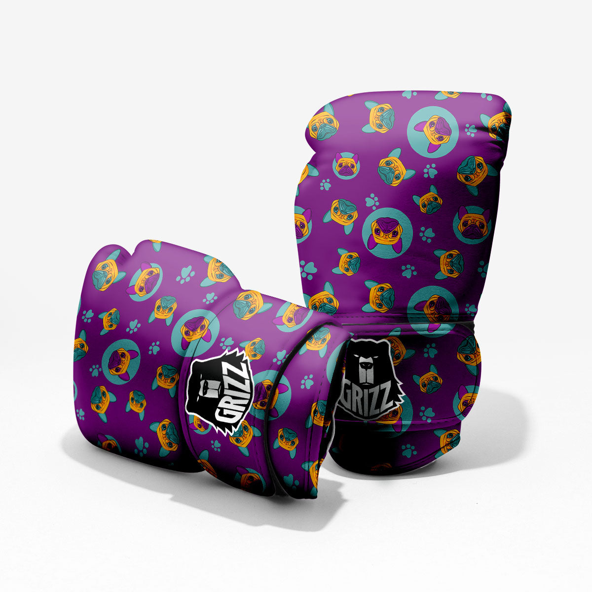 Boston Terrier Purple Print Pattern Pro Boxing Glove