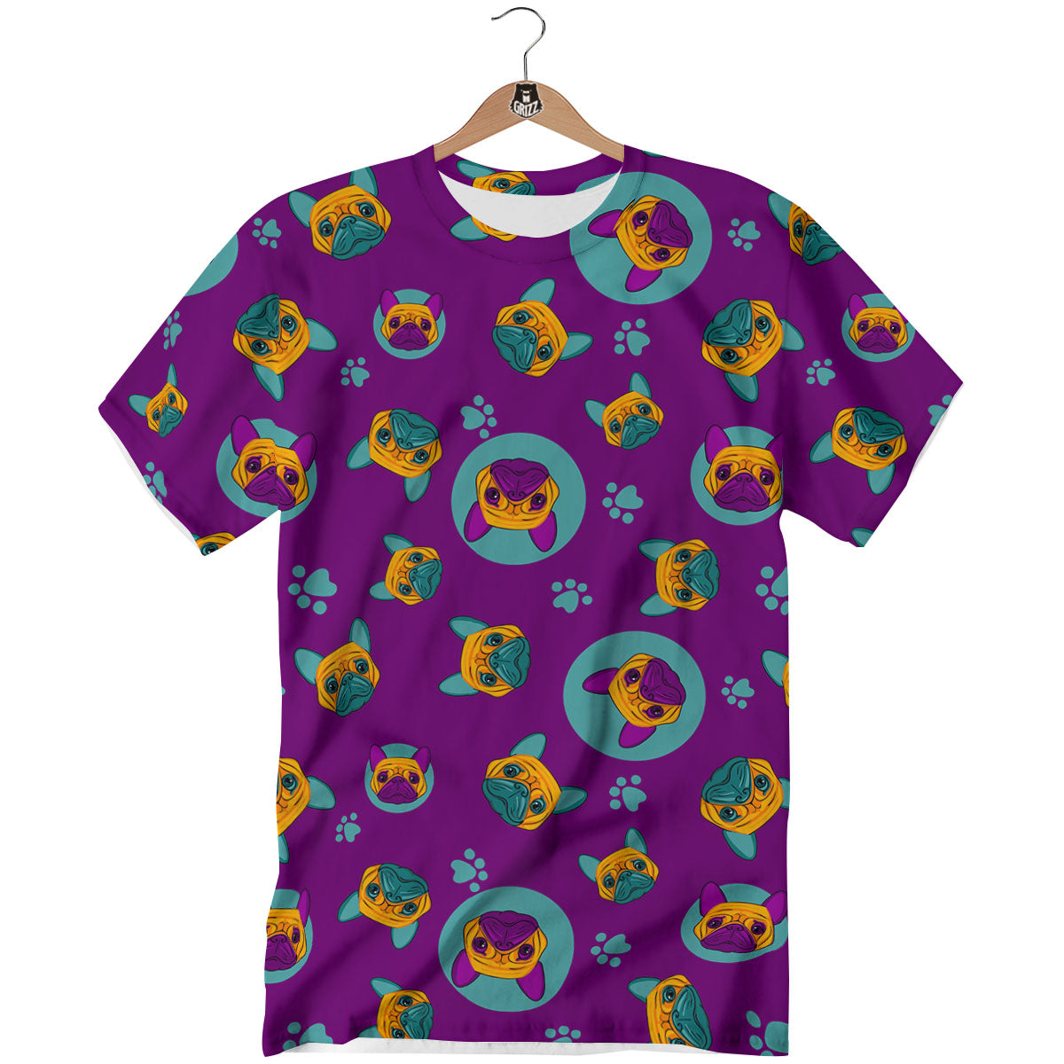 Boston Terrier Purple Print Pattern T-Shirt-grizzshop