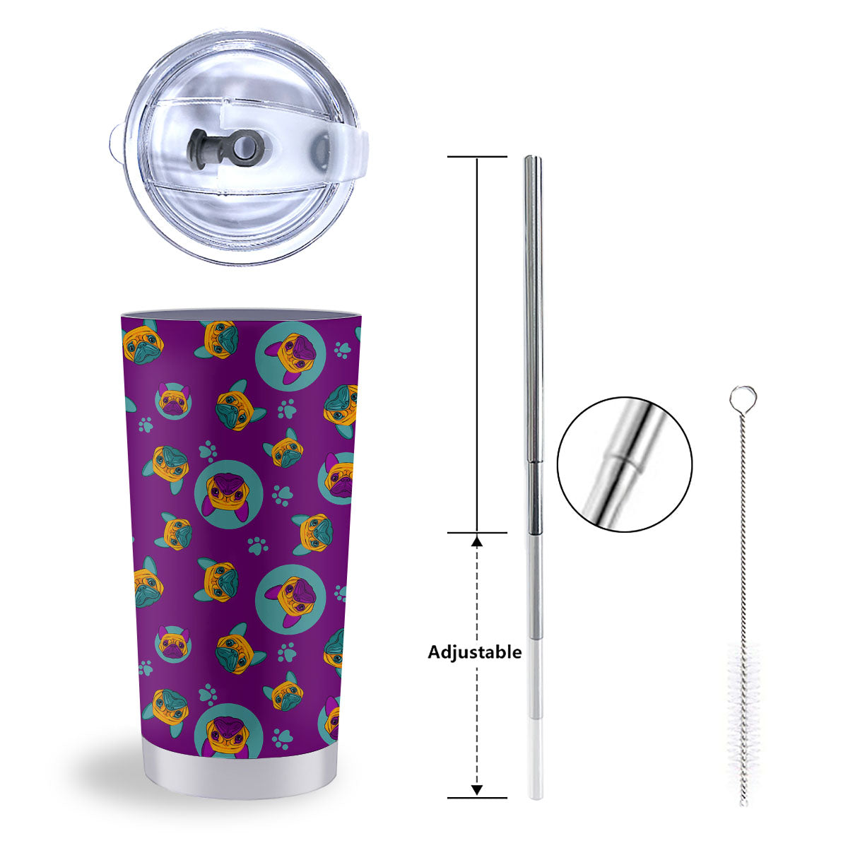 Boston Terrier Purple Print Pattern Tumbler-grizzshop