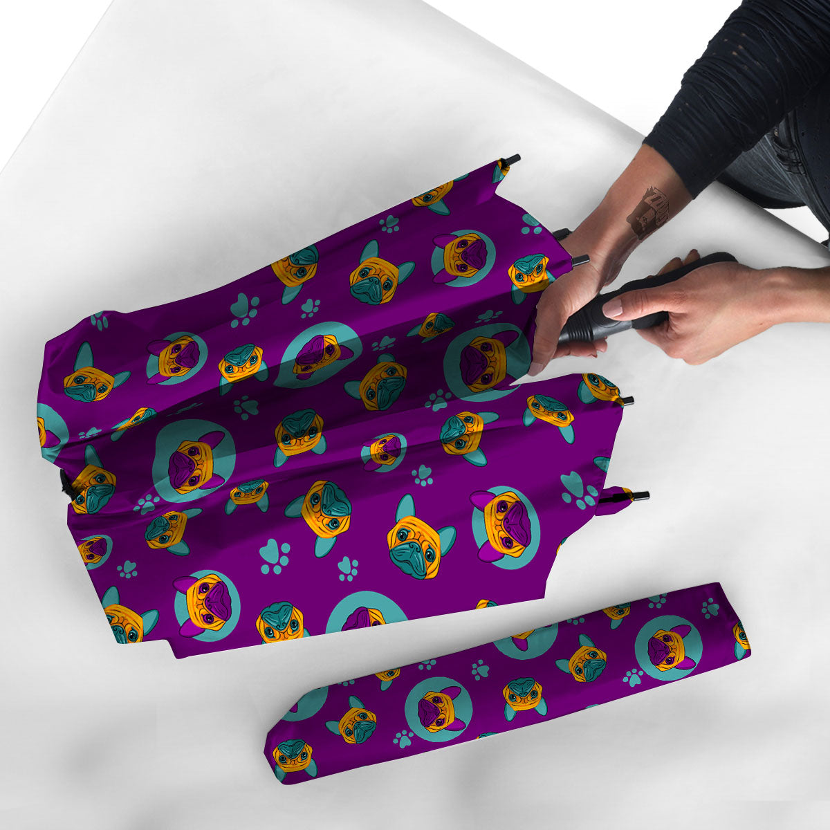 Boston Terrier Purple Print Pattern Umbrella-grizzshop