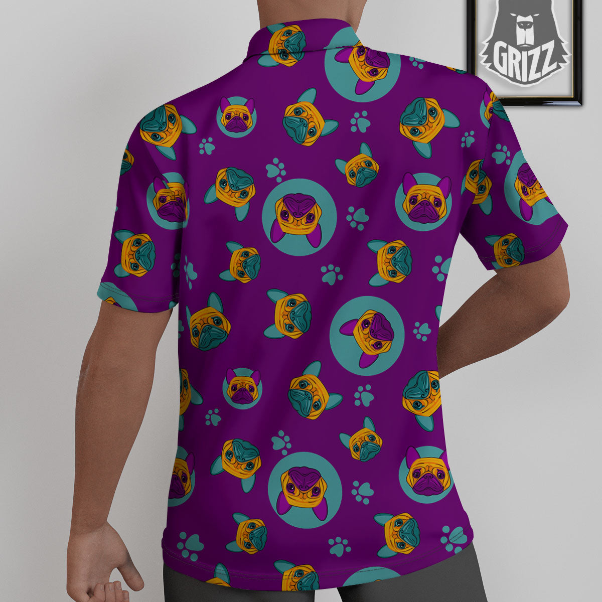 Boston Terrier Purple Print Pattern Untucked Shirts-grizzshop